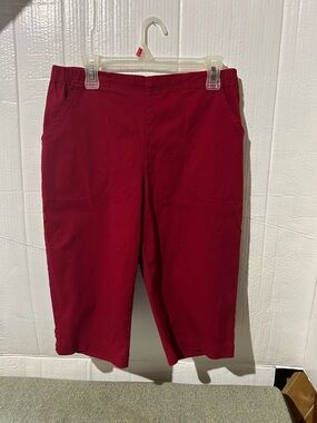 Red Cropped Pull-On Pants